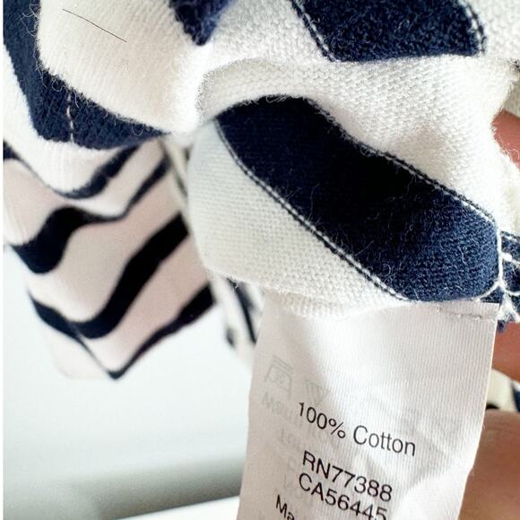 J. Crew Womens Peplum Striped Shirt Navy White Nautical Short Sleeve Medium - Picture 5 of 7